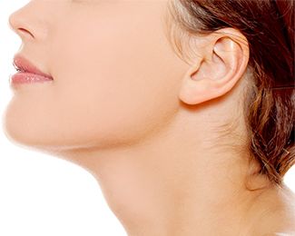 Profile of woman's defined jaw and neck