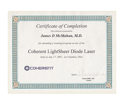 Coherent LightSheer Laser Certification